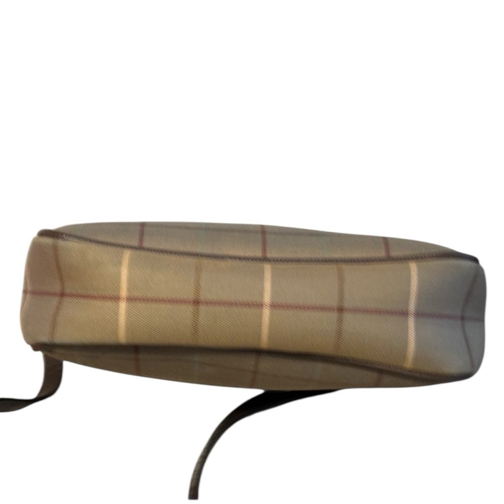 Burberry’s Vintage Brown Plaid Canvas Crossbody Leather Trim Authentic - Picture 6 of 7